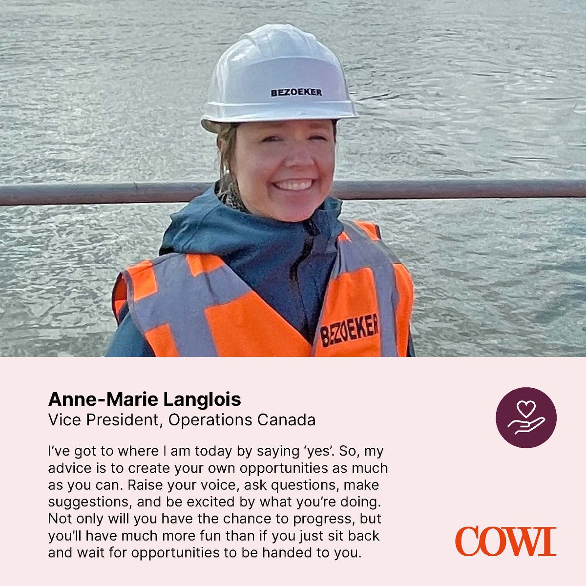 Meet Anne-Marie Langlois, Vice President of our Operations in Canada: #IWD2024 #WeareCOWI