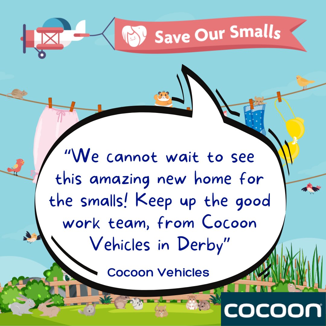 🐹 Local company, @cocoonvehicles, have chosen to support us throughout this year, and we were thrilled that they also helped to kick off our Crowdfunder campaign with a generous donation! Thank you! Get involved with our Save Our Smalls campaign here: crowdfunder.co.uk/p/saveoursmalls