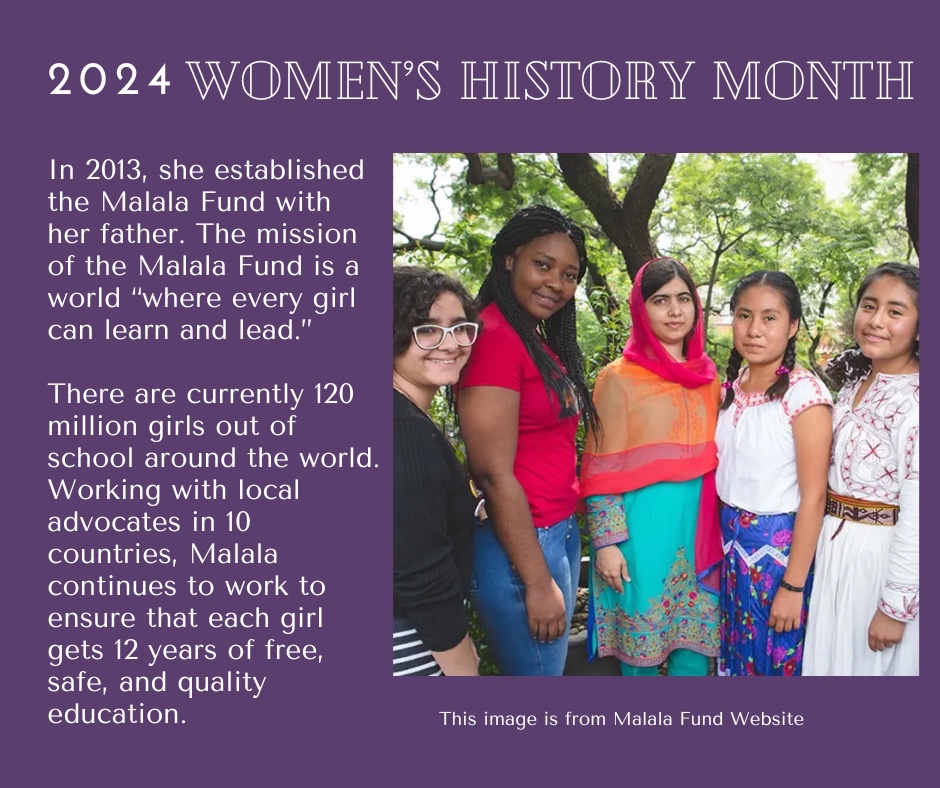 Celebrating Malala Yousafzai on #InternationalWomensDay! From defying cultural norms to advocating for girls' education, surviving adversity, and becoming the youngest-ever Nobel laureate, Malala's journey inspires us all. #IWD2024 #WHM2024 #LeadershipMatters #InclusionMatters
