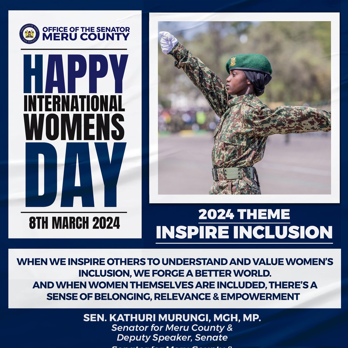 'Happy International Women's Day! Let's celebrate the strength, resilience, and achievements of women worldwide. Together, let's inspire inclusivity and empower every woman to thrive. #IWD2024 #InspireInclusivity 💪🌍✨'