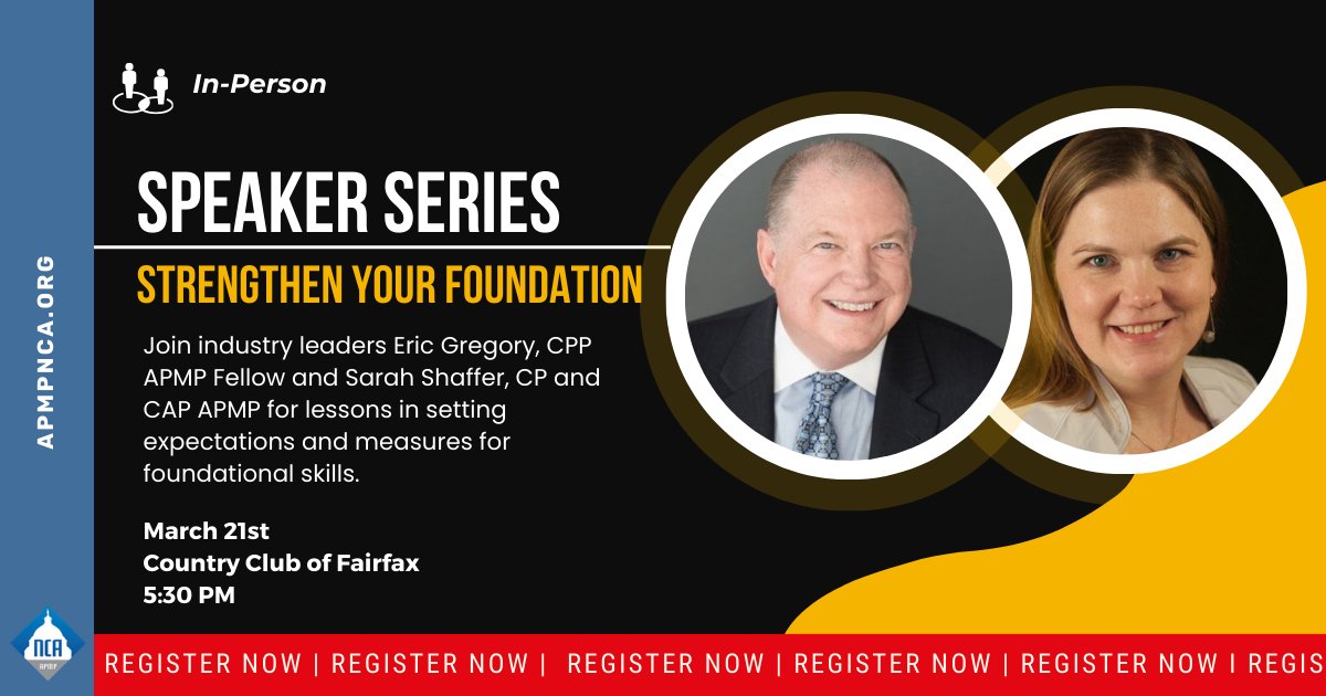 APMPNCA's tweet photo. 🚀Strengthen your foundation! Join Eric Gregory, CPP APMP Fellow and Sarah Shaffer, CP and CAP APMP for:

✅Important foundational skills for development.  
✅Tips for self-assessment and improvement.
✅Setting expectations and measures.

Register now! https://t.co/fP6ToBqv8a https://t.co/qc8Vf8Japp