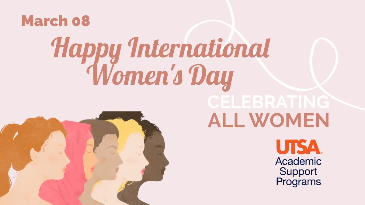 utsatutoring's tweet photo. Happy International Women's Day 💜

We would like to recognize and thank all our female leaders for their contribution and excellence in Academic Support Programs! ✨
#womeninstem #utsa #utsastudents #utsatutoring https://t.co/Ukx35PWcDa