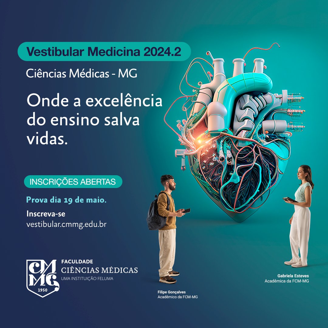 faculdadecmmg's tweet photo. As inscrições para o Vestibular Medicina 2024.2 da Faculdade Ciências Médicas -MG já estão abertas! ⚠ 

📷Para mais informações acesse: https://t.co/eNezj9F1OO https://t.co/2Wgf8cayv3
