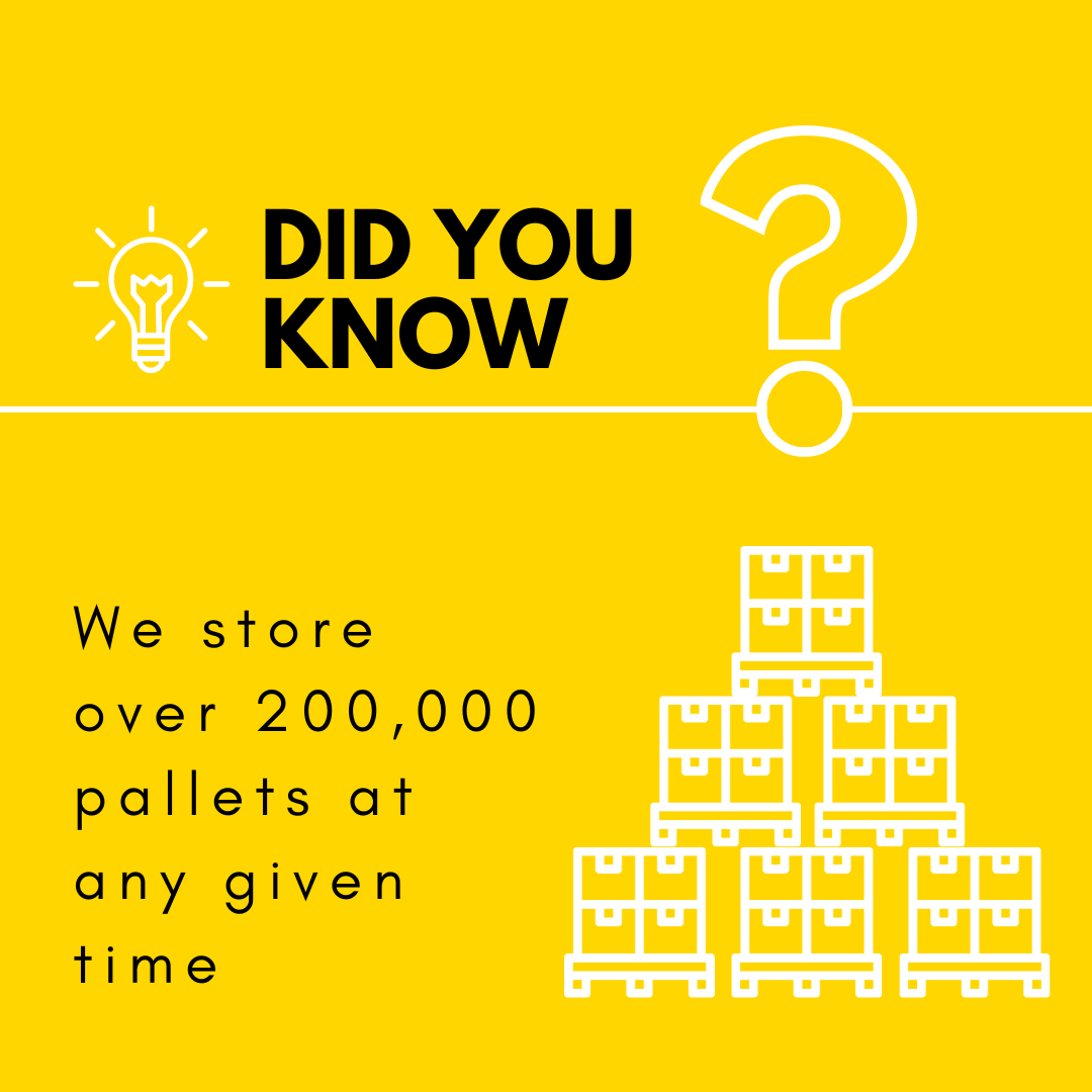 With 22 warehouses across the UK, we store over 200,000 pallets at any given time. If you put them altogether, they would fill over 25 football pitches! #FridayFact #FF #warehousing #palletstorage #DeliveringWinners
