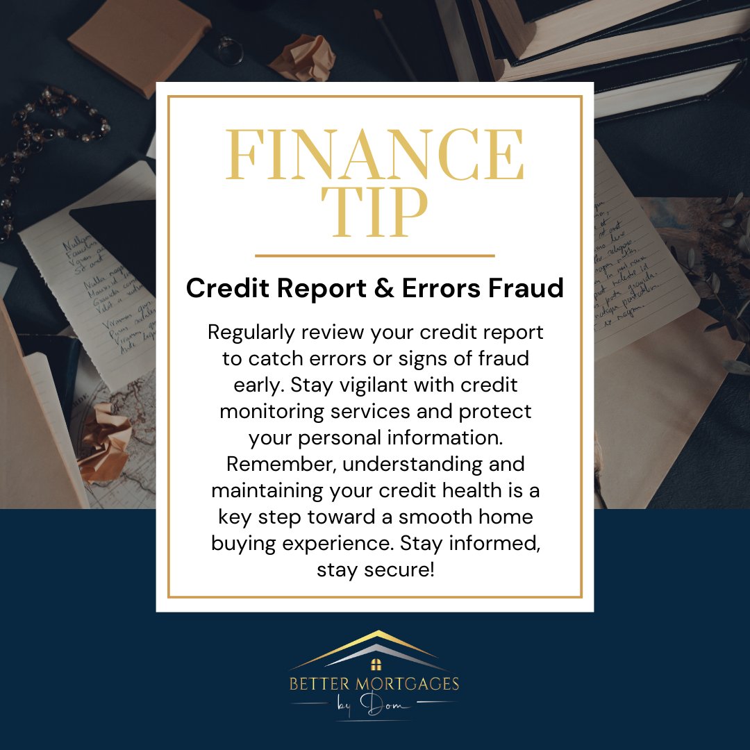 Protect Your Credit, Protect Your Dreams! 

Regular checks on your credit report can save you from errors and fraud - key steps in securing your future home. Are you monitoring your credit health? Share your tips below! 📊💳 

#TorontoHomeBuyers #BetterMortgagesByDom