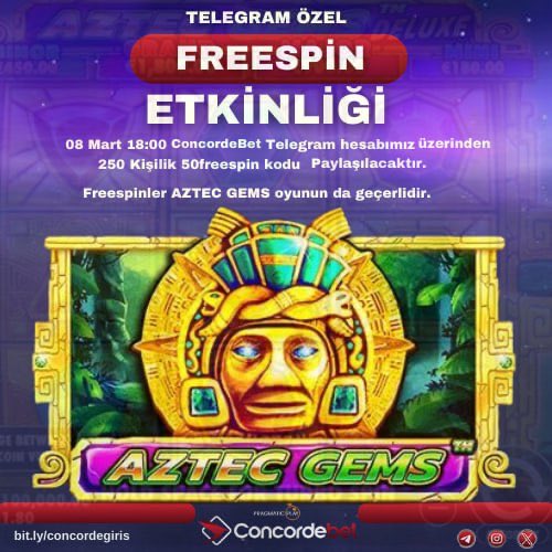Concorderesmi's tweet photo. 📣 CONCORDEBET TELEGRAM ÖZEL 250 KİŞİLİK FREESPIN ETKİNLİĞİ

8 Mart, 18:00'da Concordebet Telegram kanalı üzerinden 250 Kişilik 50 FREESPİN kod paylaşımı yapılacaktır.

🟢 Hemen Katıl Bu Fırsatı Kaçırma!

🔗 Telegram: https://t.co/5Iu4qxjN9G

#concordesosyal #concordegiriş https://t.co/F8J3ZhEcqI