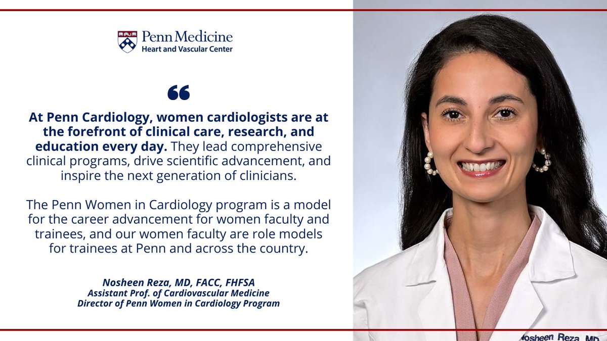 It's #InternationalWomensDay! 🙌 @PennCVWomen 🩺 play a critical role in leading advancements in #cardiovascular treatment, research and care within our community and beyond 🌎 #WomenInMedicine #WomenInCardiology #WHM @PennMedicine @noshreza