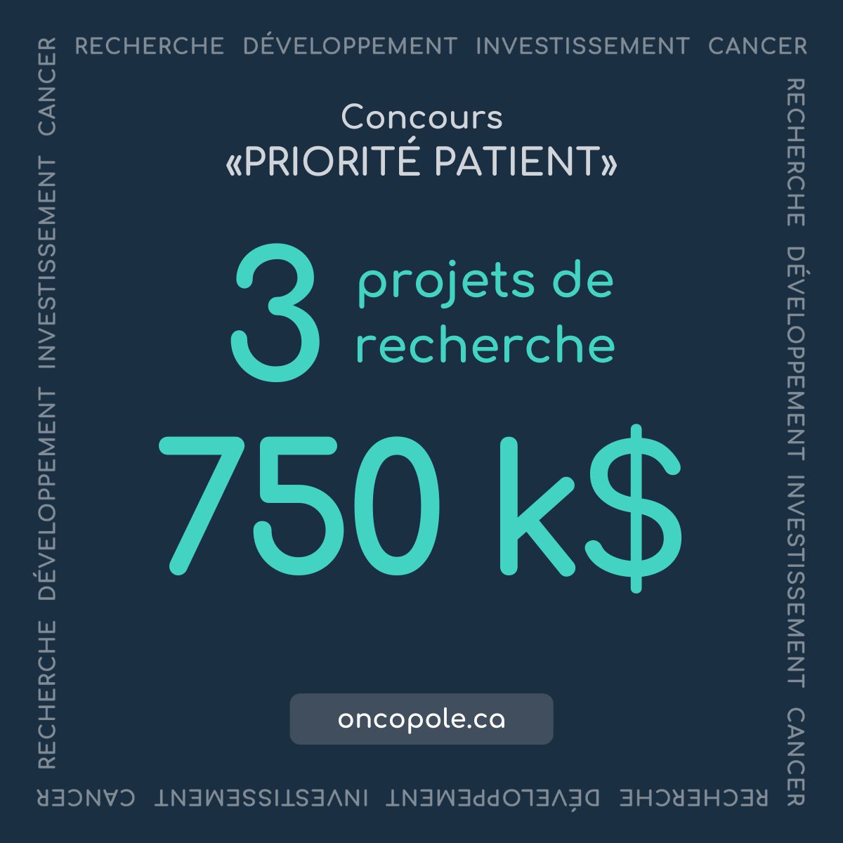 L'Oncopole profite de la #JournéeInternationaleDesDroitsDesFemmes pour annoncer les projets financés dans le cadre du concours 2024 Priorité Patient portés par des chercheuses remarquables en #oncologie. 👉 oncopole.ca/nouvelles/prio… #communautéFRQ #santé @MerckCanada #MEIE @FRQS1