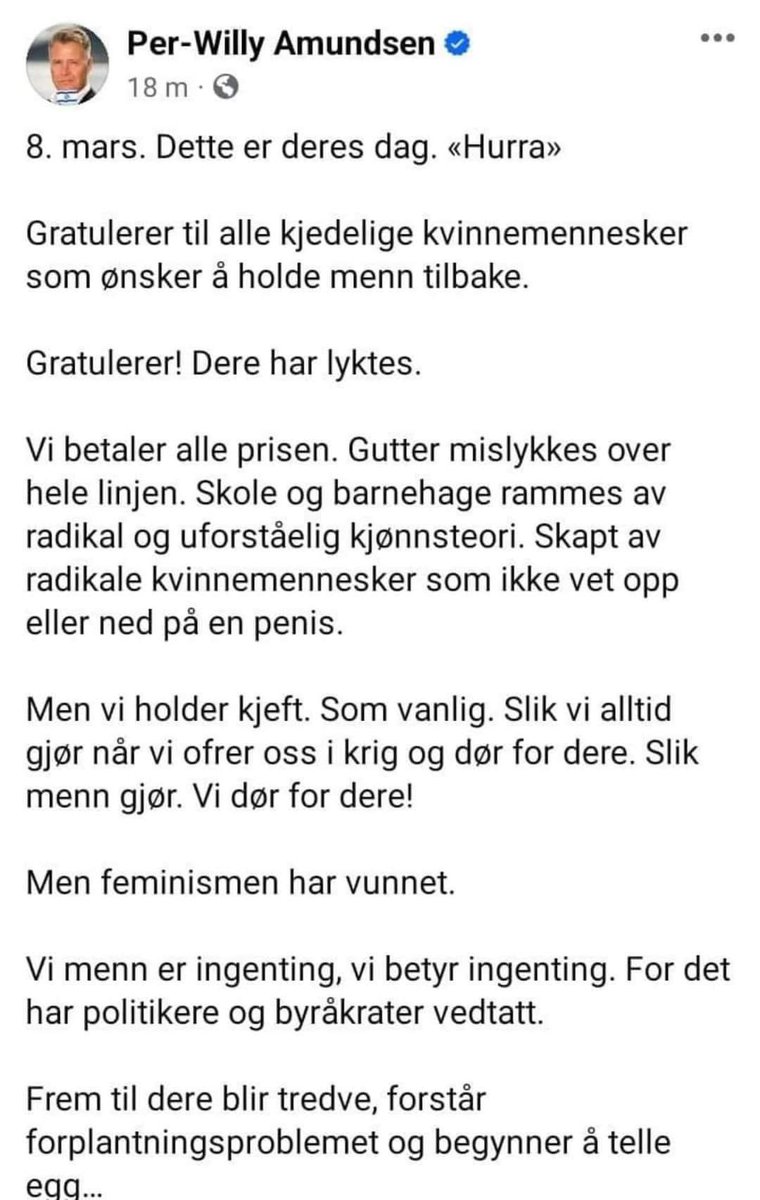 sofiarana82's tweet photo. Per Willy ønsker en god 8. mars 🥴 https://t.co/bemLWdTJLH