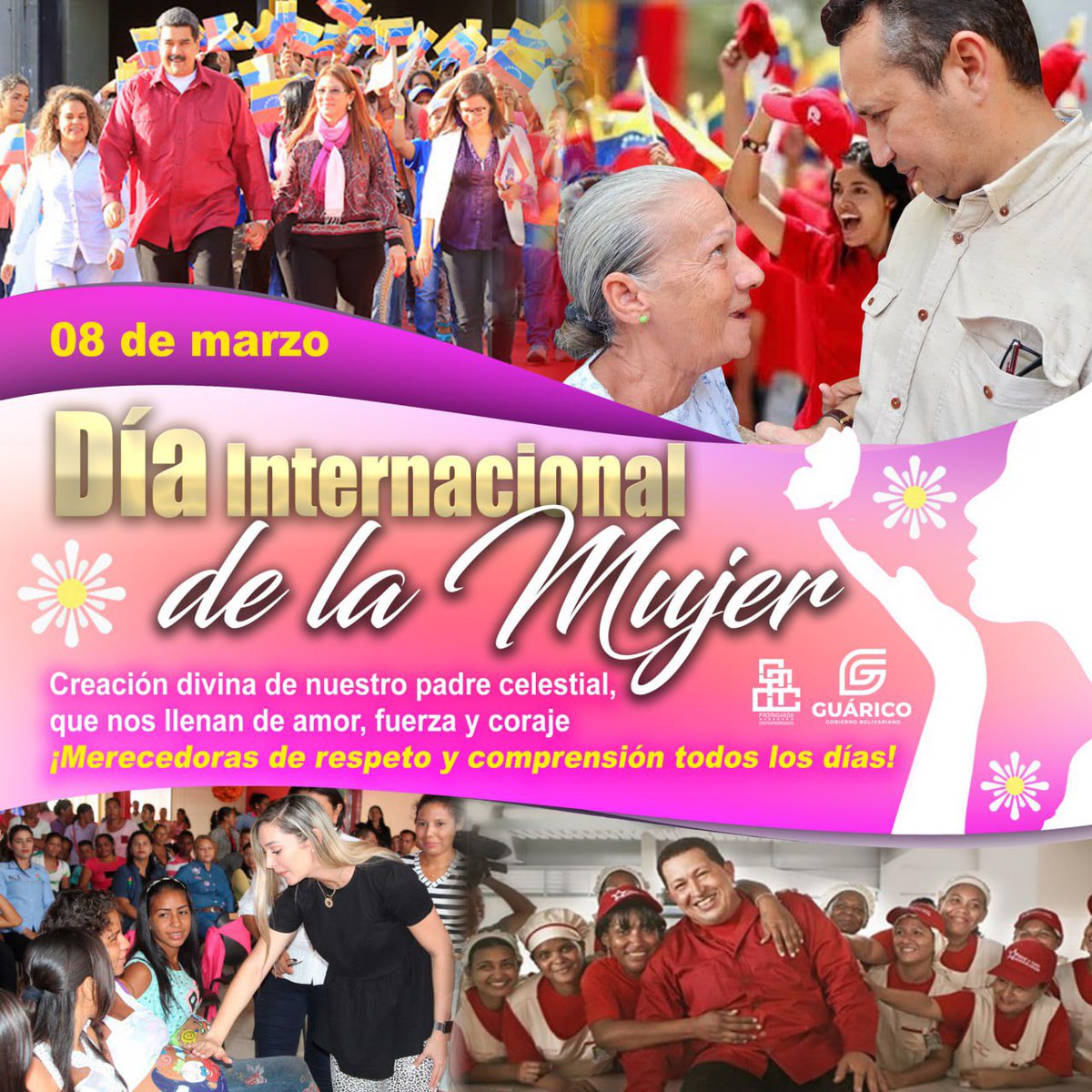 Celebramos el Día Internacional de la Mujer y le rendimos honor especialmente a las guariqueñas que con su espíritu luchador trabajan día a día desde sus diferentes roles para hacer de Venezuela una Patria Grande. ¡Sigan ustedes asumiendo papel de vanguardia!