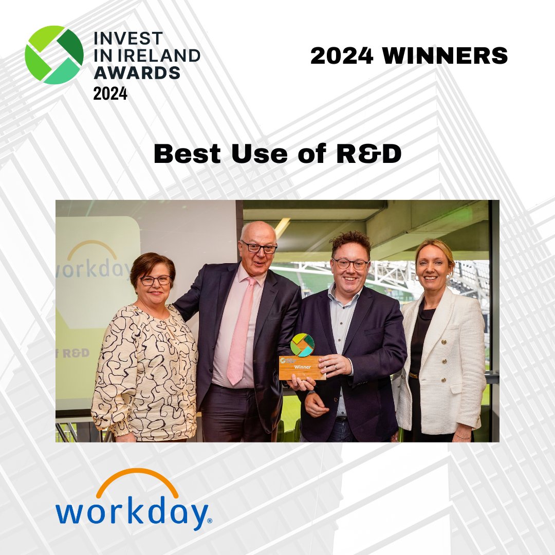 Best Use of R&D award was presented to @Workday by Bobby Kerr at the Invest In Ireland Awards 2024! 🌟
Huge congrats to workday!!🙌
#IIIAwards #InvestInIreland #fdiireland