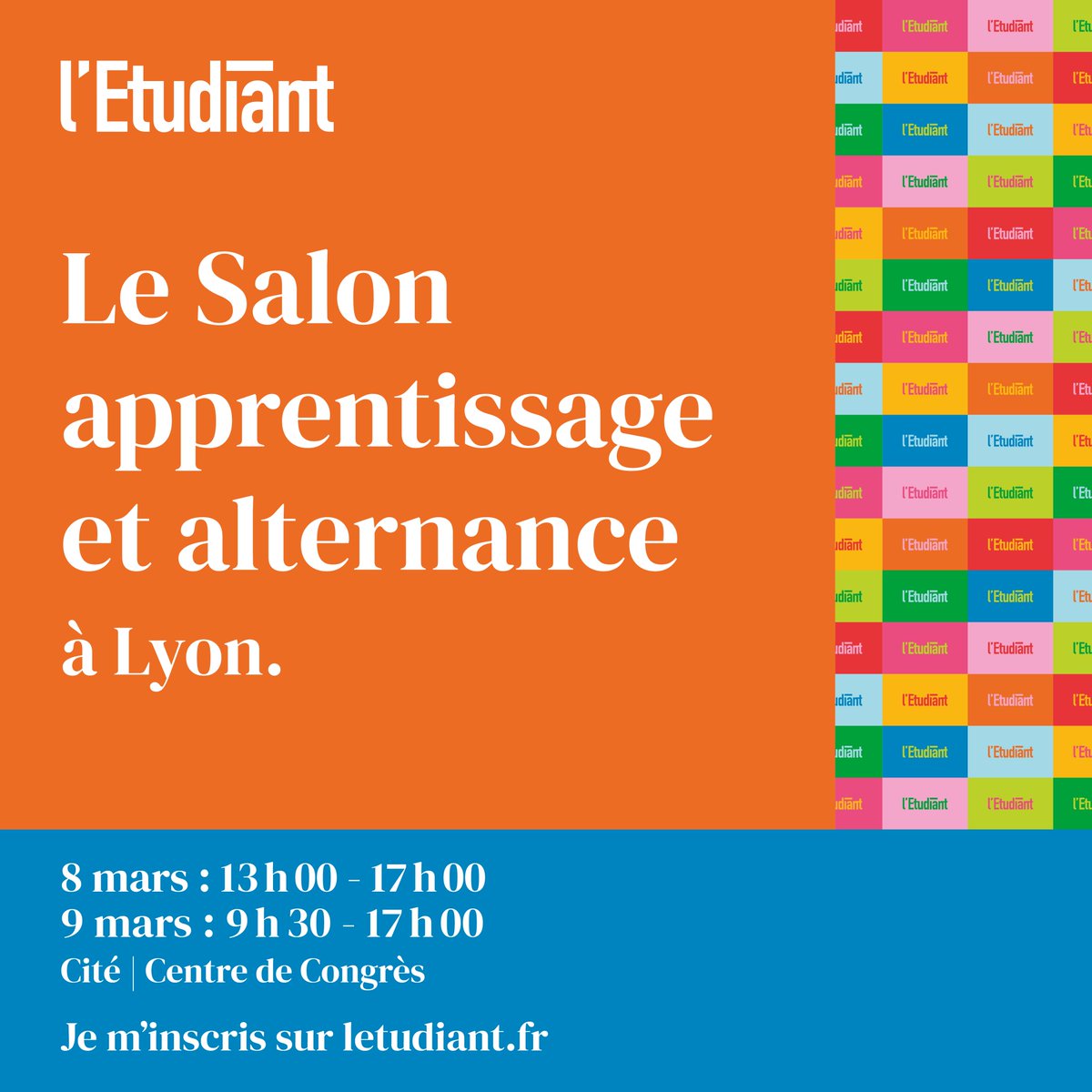 📍#Lyon Retrouvez aujourd'hui & demain l'équipe @JobIRL #Aura sur le Salon de l'#apprentissage #alternance by @letudiant stand AME5 📅 8 & 9/03 Cité Centre de Congrès Trouvez votre alternance grâce à #JobIRL! 👉bit.ly/salonletudiant…