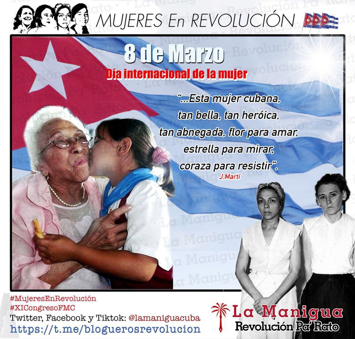 lamaniguacuba's tweet photo. Las mujeres constituyen un verdadero ejército al servicio de la Revolución … Cuando en un pueblo pelean los hombres y pueden pelear las mujeres, estos pueblos son invencibles, y la mujer de este pueblo es invencible.
Fidel Castro Ruz, 1960
#MujeresEnRevolucion https://t.co/hECcj4IYS1