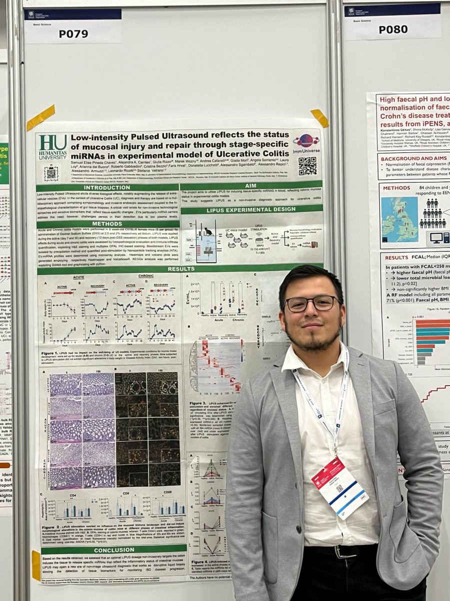 Thriller to have attendend the #ECCO2024 in Stockholm! I was fascinated by the insightful seminars. I also had the opportunity to present a poster on my PhD project on LIPUS. Thank you to my supervisor Stefan Vetrano. <a href="/ImmUniverse_EU/">ImmUniverse</a>, <a href="/HUNIMED/">Humanitas University</a>
#LIPUS #IMI_JU #Innovation #H2020