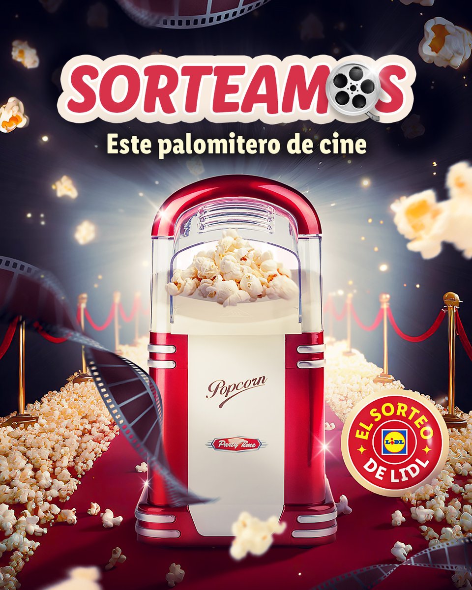 🍿 SORTEAMOS UN PALOMITERO DE CINE 🍿

Para llevártelo solo tienes que:
✅ Seguir a @Lidlespana.
🔁 Hacer RT de esta publicación.
💬 Usar el hashtag #LidlDeCine y comentar a cuál de nuestros productos le darías un Óscar.