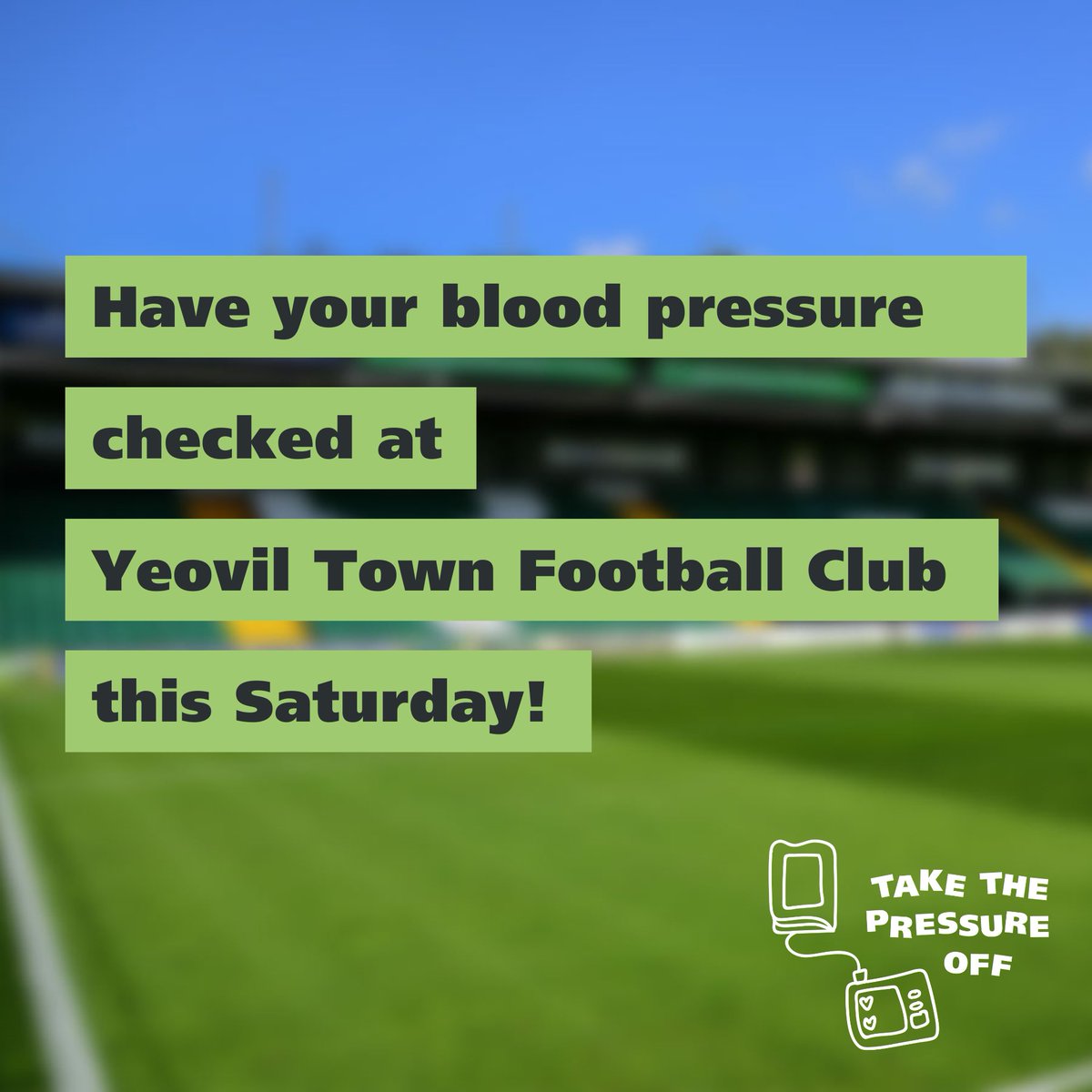 We're excited to host NHS Somerset at Huish Park tomorrow, collaborating with Somerset Council for their 'Take the Pressure Off' campaign. 🩸 

#YTFC 💚