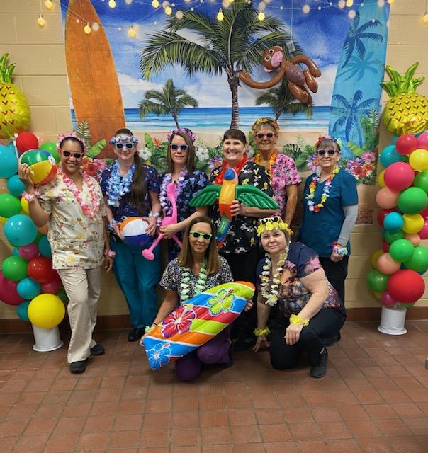 CCS_SNProgram's tweet photo. Our cafeteria crew at @BlytheBower elementary went all out on our #NSBW24 theme 'Surf's Up with School Breakfast'!  From the breakfast carts to the serving lines, they were ready to celebrate school breakfast! https://t.co/eGMA5nc5Rv