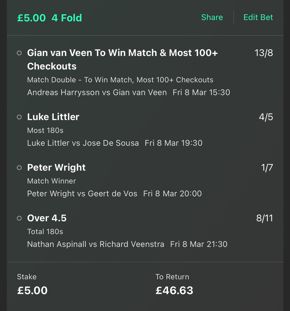 MasterManBet's tweet photo. It’s darts time let’s get this win guys 
#darts #bettingtips #betbulider https://t.co/LZqgIUbq9F