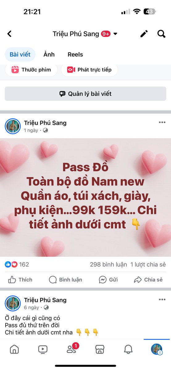 Bên fb đang pass nhiều đồ đẹp lắm … với lại có pass quần lót nữa bạn nào có nhu cầu qua fb lựa nha! Sang cảm ơn ❤️