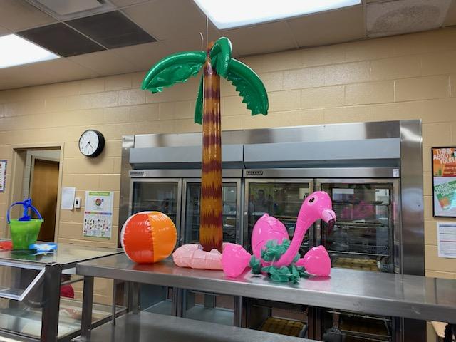 CCS_SNProgram's tweet photo. Our cafeteria crew at @BlytheBower elementary went all out on our #NSBW24 theme 'Surf's Up with School Breakfast'!  From the breakfast carts to the serving lines, they were ready to celebrate school breakfast! https://t.co/eGMA5nc5Rv