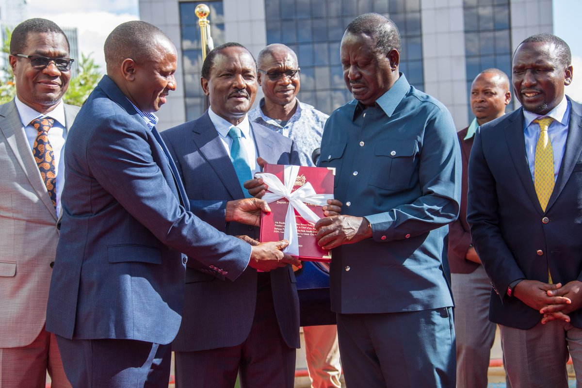 STATEMENT: NADCO REPORT PRESENTATION, 8TH MARCH 2024: We have today received the report of the National Dialogue Committee (NADCO), a negotiated document that pulled the country out of hostilities to the peace that we have today. I want to thank the two leaders H.E. Kalonzo