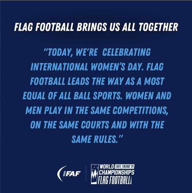 Flag Football leads the way with being most equal ball sport out there 🏈 #flagfootball #flagwc24 #womensday #pajulahti #lippupallo #flägi @VisitLahti @ifafmedia @LahdenKaupunki @IS_Urheilu @RuutuUrheilu