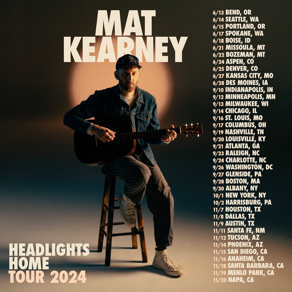 MusicNewsRumor's tweet photo. .@MatKearney announces the tour dates for the HEADLIGHTS HOME TOUR, which kicks off June and runs through November. Tickets on sale this Friday, 3/8 at 10AM.

He has also announced his new self-titled album #MatKearney will be released on May 15. https://t.co/Jqot35KsBx