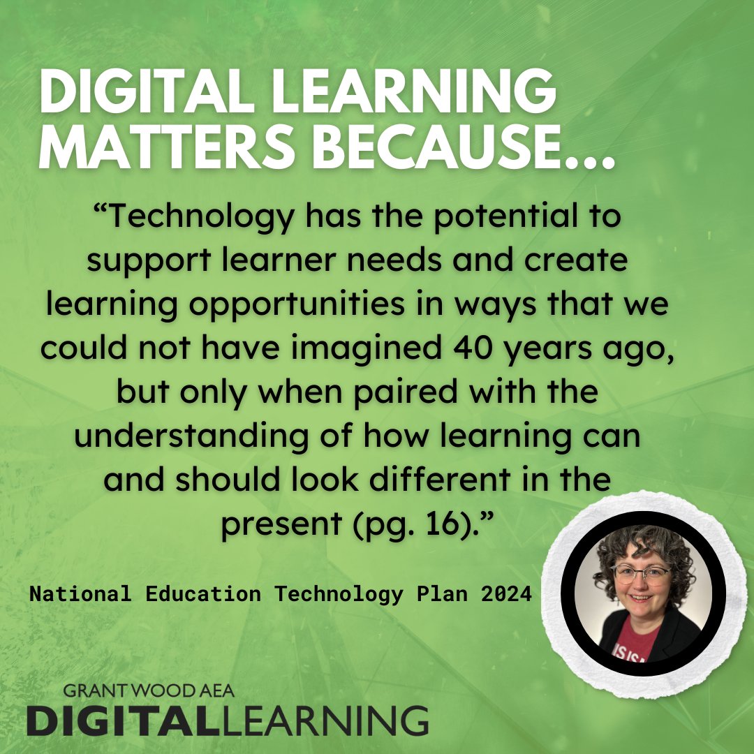 The Digital Learning Team puts the National EdTech Plan into action by modeling, teaching, and coaching educators to understand how using technology can shift our practice to meet the needs of all learners. Learn more about our team's supports at gwaea.org/educators/curr… #GWAEA