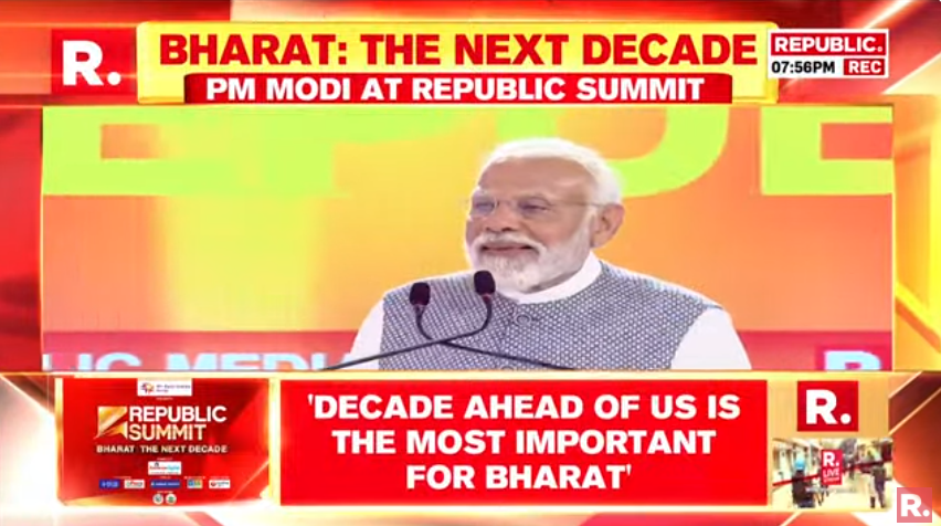republic's tweet photo. #PMModiAtRepublicSummit | Today, the world is saying that this decade belongs to India: Prime Minister Narendra Modi
Tune in here to watch PM Modi's stirring speech at #RepublicSummit2024: https://t.co/JU7FOwMtvG
#PMModi #Republic #ArnabGoswami https://t.co/L3XrDOTVps