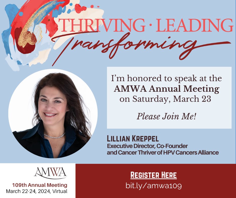 Beyond honored to be a part of this very important event. Please join me on March 23! Link 🔗 to register: amwa-doc.org/amwa109/ @AMWADoctors