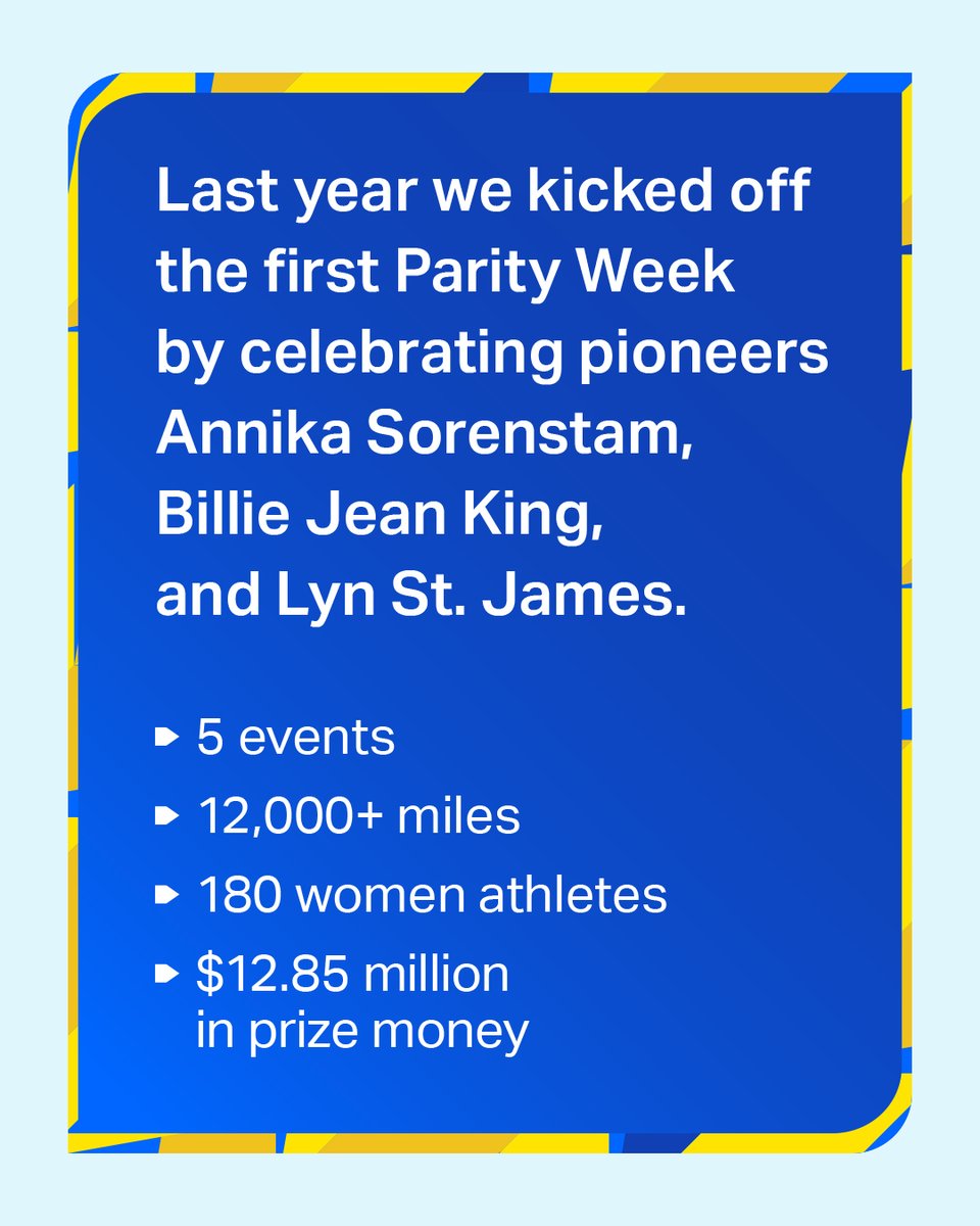 In 2023, we celebrated pioneers like @BillieJeanKing, @ANNIKA59 and @LynStJames during #ParityWeek.