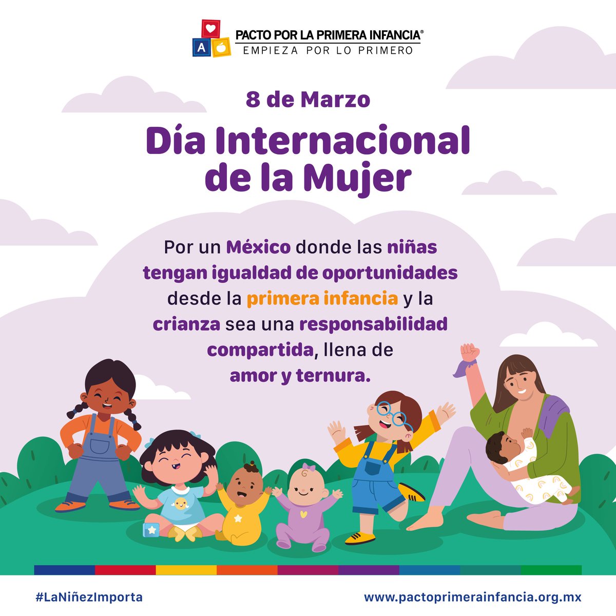 Pacto1aInfancia's tweet photo. Hoy, en el #8M2024, elevamos nuestra voz para resaltar la necesidad de crear condiciones para que cada mujer y niña vivamos sin miedo, sin discriminación y sin desigualdad desde la #PrimeraInfancia👧🏽.

Necesitamos construir con urgencia un 🇲🇽 más justo e inclusivo para todas💜. https://t.co/ubIAFkwXvQ