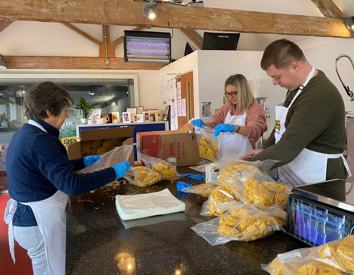 We are so lucky to have the time and support from our amazing #volunteers. Last week noodles, cheese and salami were portioned up and redistributed to the #community. Some of these incredible people include corporate volunteers from @BarfootsUK! #teamwork #charity #support