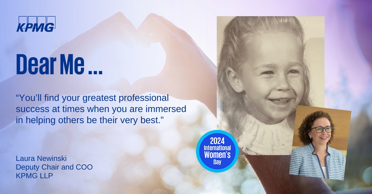 Happy #IWD2024! Proud to participate in the firm’s “Dear Me” initiative, which asked many of our women leaders to reflect on their personal and professional paths & write letters to their younger selves. Read them here: kpmg.com/us/en/careers-…