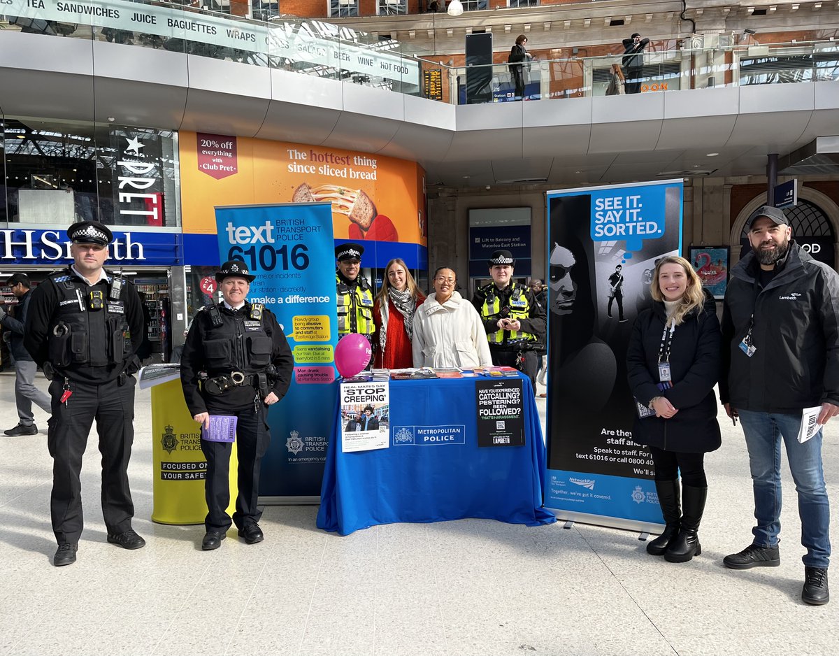 The team have been working in partnership with @BTPWaterloo and @lambeth_council at Waterloo Train Station as part of #InternationalWomensDay