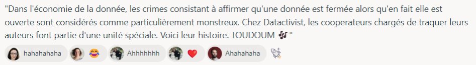 Et pendant ce temps là, chez Datactivist unité spéciale…