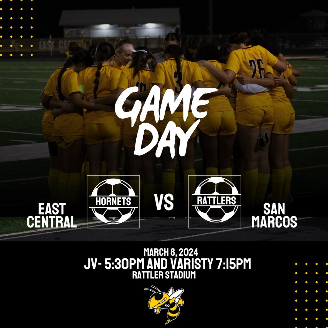 It’s game day come support our girls as they take on San Marcos tonight at Rattler Stadium ! #hornetpride🐝