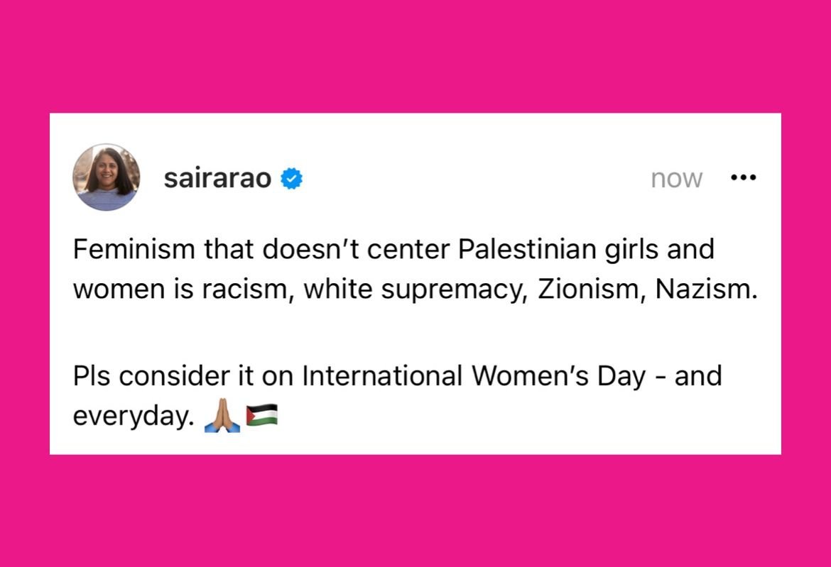 AshBrandCoach's tweet photo. On this International Women’s Day, white imperial feminists are gonna do their Hillary Clinton, Nancy Pelosi, Barbie GirlBoss thing.

Nothing we can do about those racists.

But what about YOU…. Today uplift the genocidal plight of Palestinian girls and women.

Shout Loud! https://t.co/HO1dF4j3ta