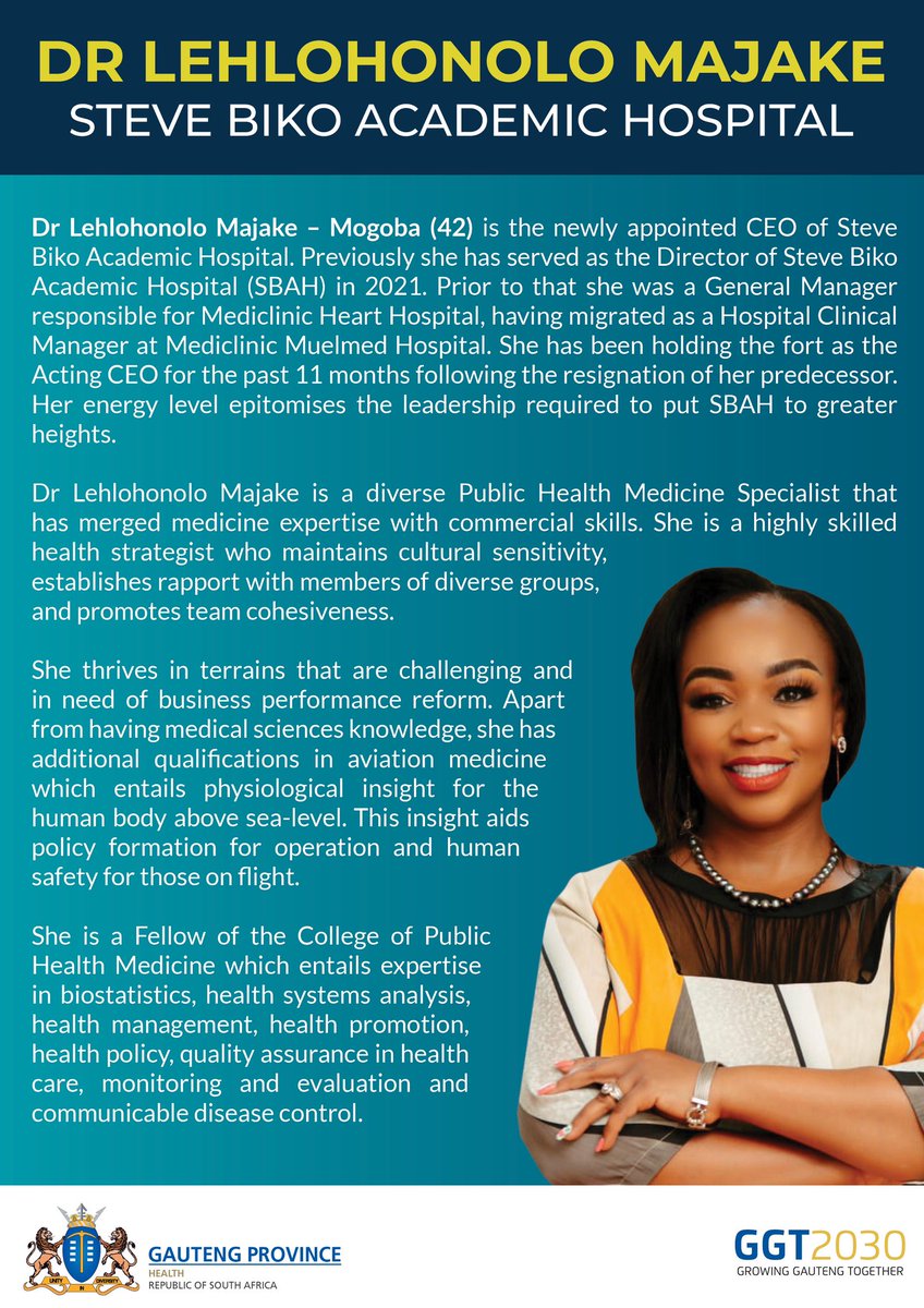 GautengHealth's tweet image. GAUTENG ACADEMIC HOSPITALS GET NEW CEOs