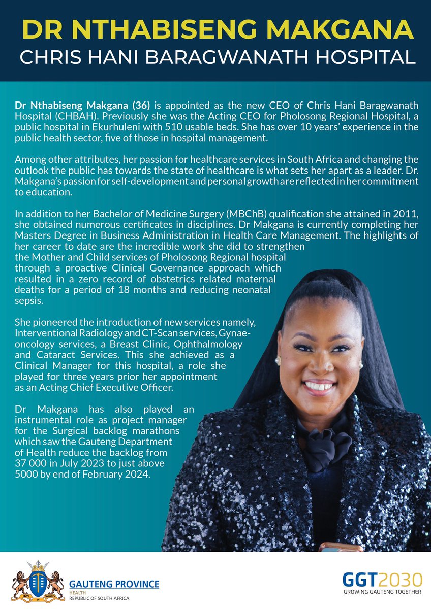 GautengHealth's tweet image. GAUTENG ACADEMIC HOSPITALS GET NEW CEOs