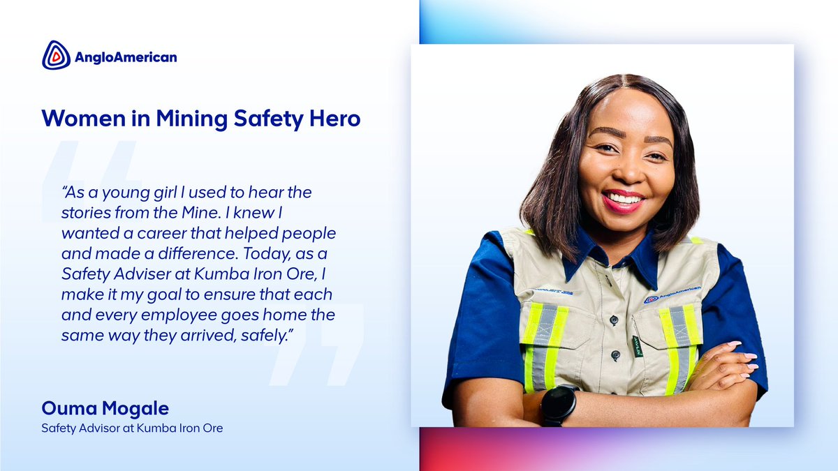 From dreaming of a career where she could make a difference, to living it through her work. Congratulations to Ouma Mogale, Safety Advisor at Kumba Iron Ore, who has been named a Women in Mining Safety Hero by the @Mine_RSA. Through her work, she ensures that every employee…