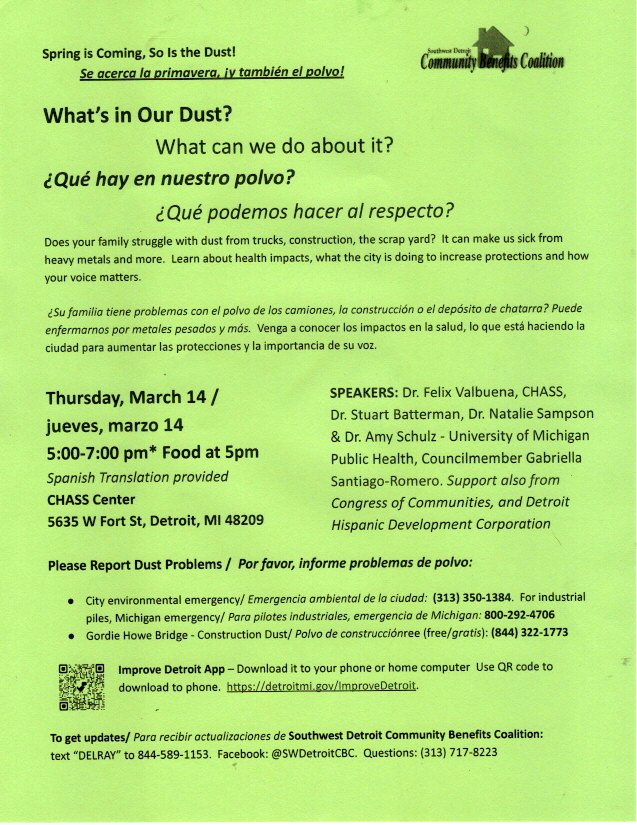 RaquelGarciaAnd's tweet photo. What is in our dust? #SWDetroit #Detroit #EnvironmentalJustice #313AirQuality https://t.co/0MStDWSj3y