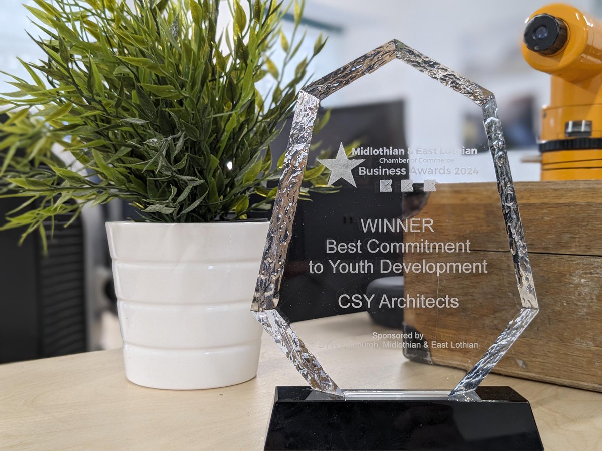 CSYArchitects's tweet photo. CSY are absolutely delighted that our work to bring young people into the profession has been recognised with an award from the Midlothian &amp; East Lothian Chamber of Commerce. 
https://t.co/7NwZ83ExpN https://t.co/9dEv1txSKO