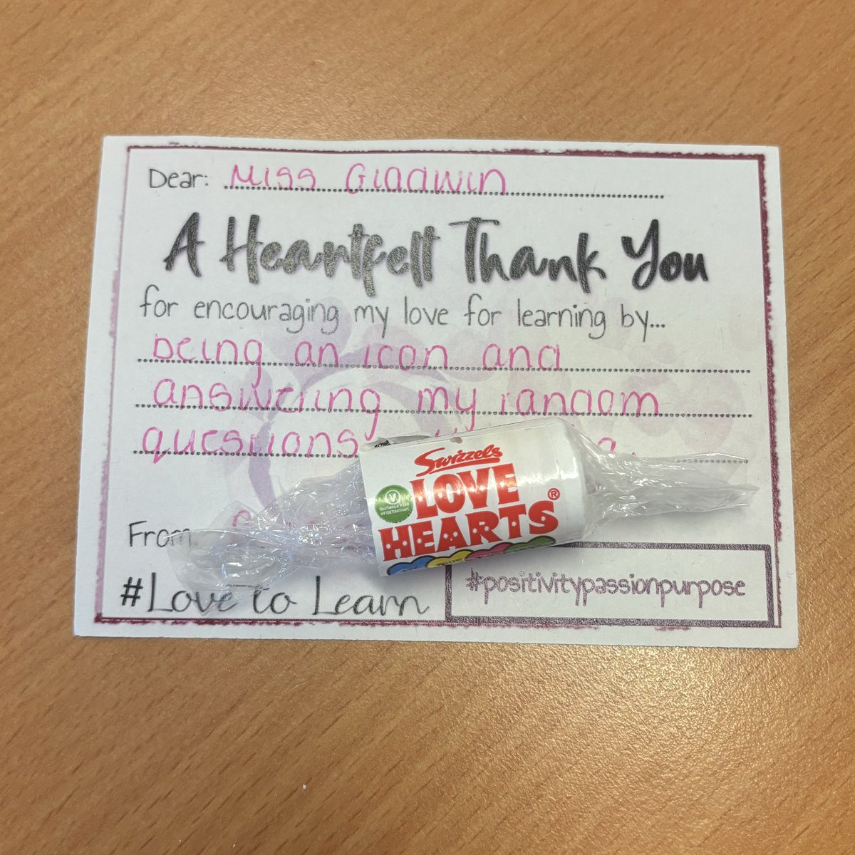 What a lovely end to the week, receiving “A Heartfelt Thank You” from a student 🥰 #lovetolearn
