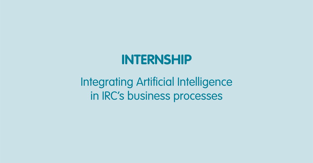 IRC is looking for enthusiastic candidates for the position of intern focusing on the integration of AI in IRC's business processes. Hybrid position with 2 days per week from our office in The Hague. Applications before 2 April 2024. Read more bit.ly/3P92j3a