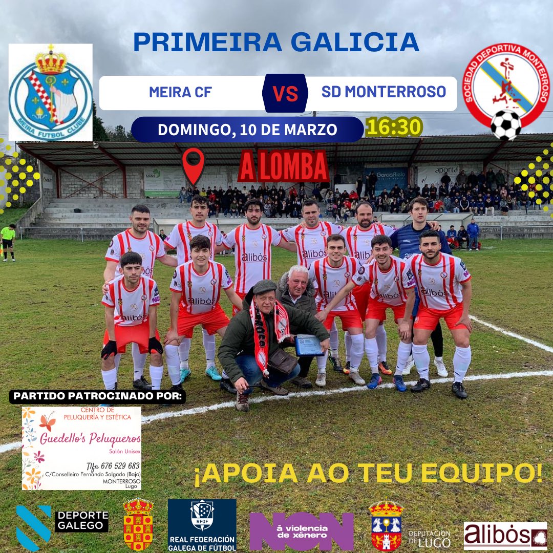 ⚠️ XORNADA 25 ⚠️

📝 Trala vitoria acadada a semana pasada ante o Taboada CF, o noso senior tentará continuar na senda da vitoria ante o @meirafutbolclub .

⚽️ Meira CF 🆚 SD Monterroso

🗓️ Domingo 10

🕒 Ás 16:30

📍 A Lomba

♥️🤍 GO REDS 🤍♥️