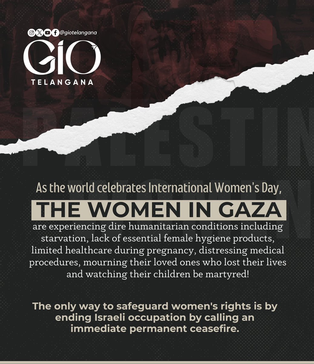 The 'israeli' occupation killed 9000 Palestinian women during the genocide and injured more than 23,000..

In spite of dire circumstances Palestinian women are examples of steadfastness &amp; resilience for women around the world.
#InternationalWomensDay #WomemEmpowerment #GazaWomen
