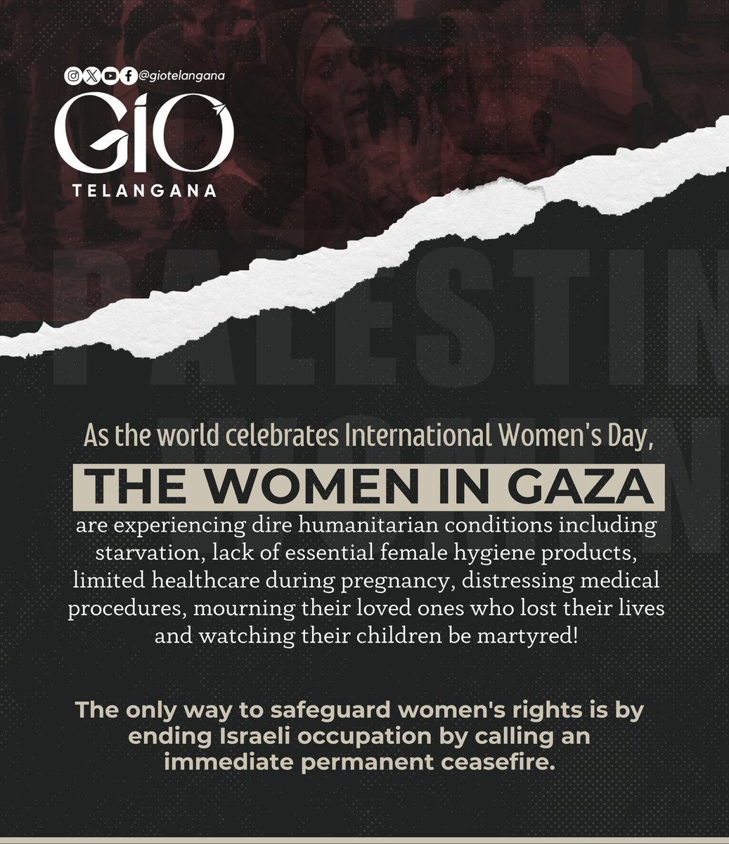 The 'israeli' occupation killed 9000 Palestinian women during the genocide and injured more than 23,000.. In spite of dire circumstances Palestinian women are examples of steadfastness & resilience for women around the world. #InternationalWomensDay #WomemEmpowerment #GazaWomen