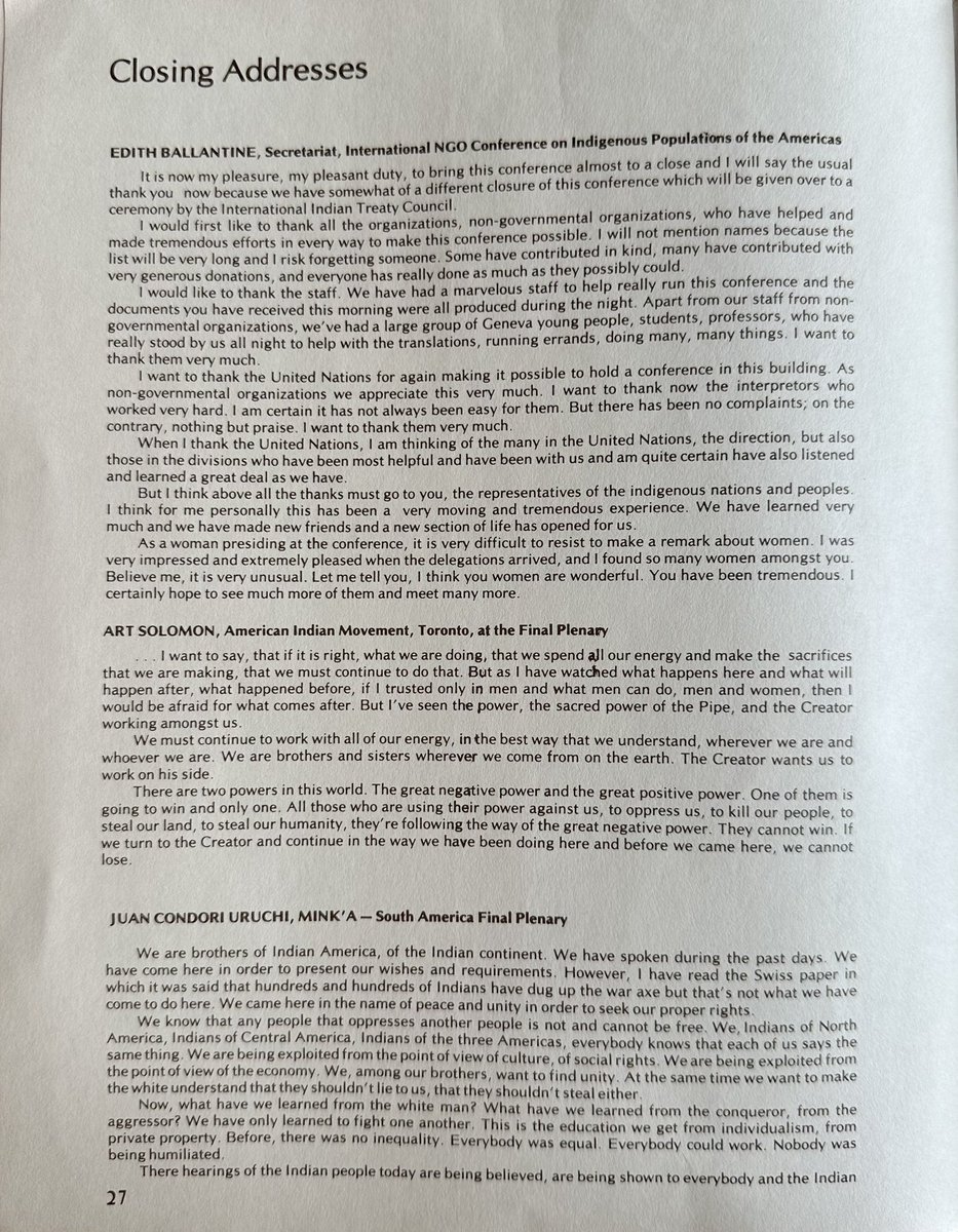 Docs in “Edith Ballantine” Collection on 1977 Conf. Docs available for download via <a href="/UNOGLibrary/">UN Library&Archives Geneva</a>. How Nations think about health, well being, nationhood, climate &amp; even hope amidst despair. See Art Solomon text. <a href="/Oikoumene/">World Council of Churches (WCC)</a> &amp; <a href="/lutheranworld/">The Lutheran World Federation</a> participants