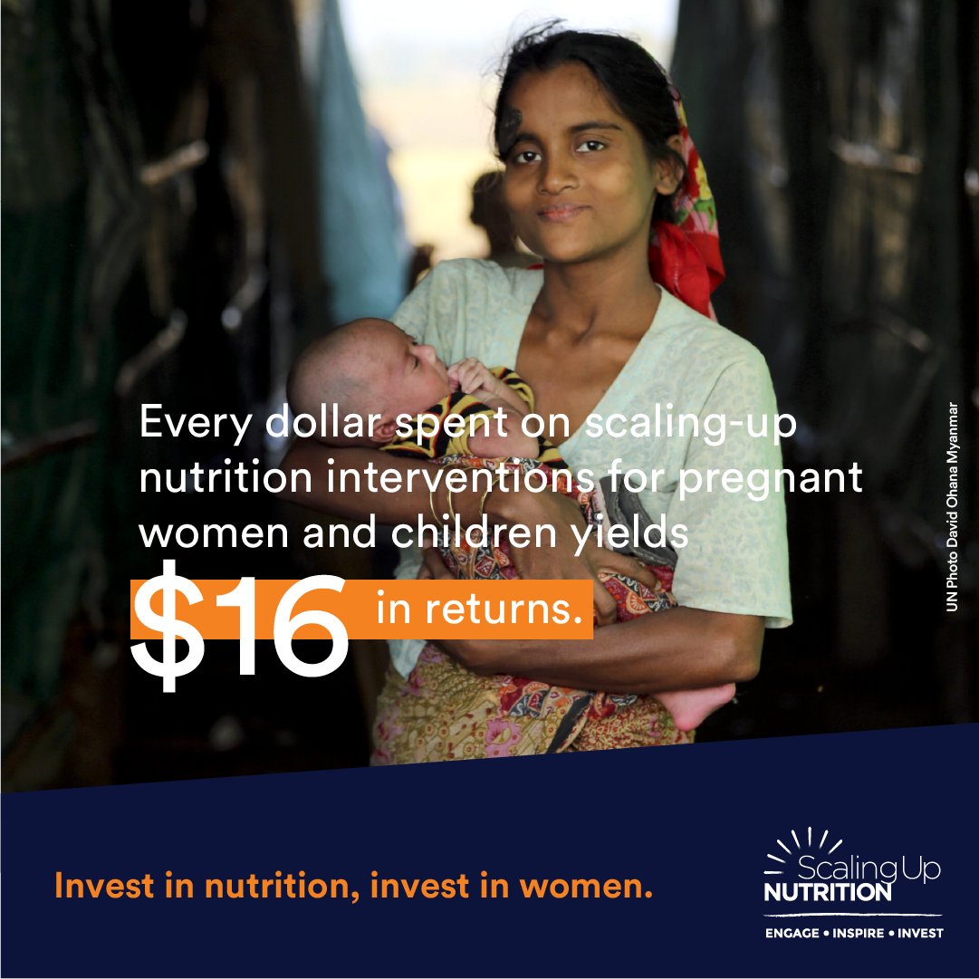 The correct answer is $16! 🌞 Every dollar spent on scaling up #nutrition interventions for women and girls yields 16 USD in return. This is huge! Check out our toolkit to learn more about how investing in nutrition means investing in #women: new.express.adobe.com/webpage/6fKu28… #IWD2024